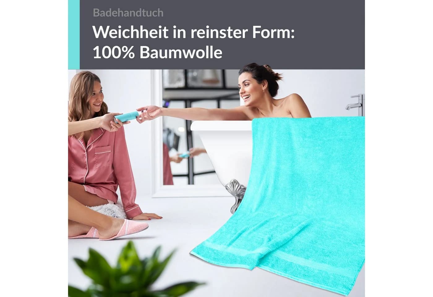 Lashuma Badetuch Linz Frottee 100x150 cm Türkis - Bild 5