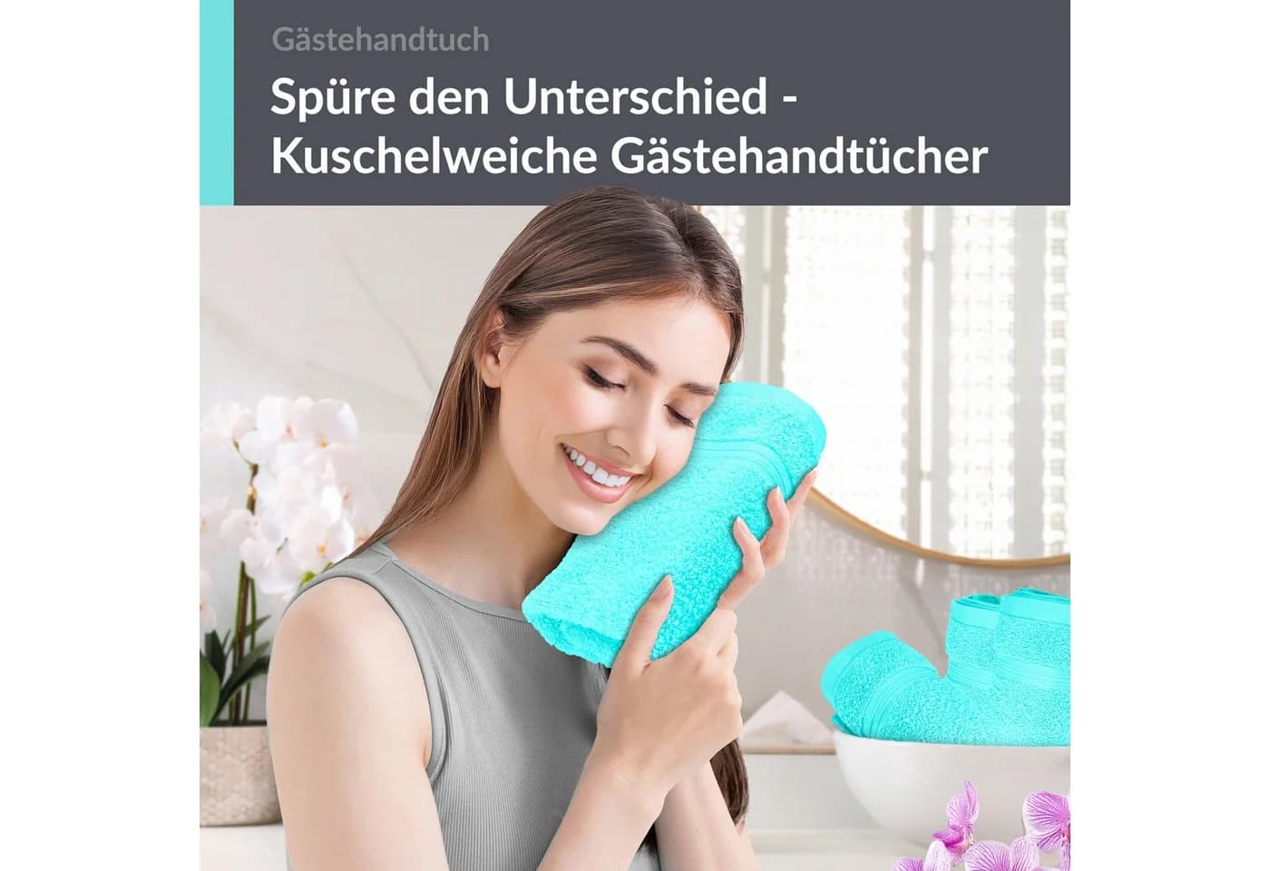Lashuma Gästehandtücher 4-teilig Türkis Frottee 30x50 cm