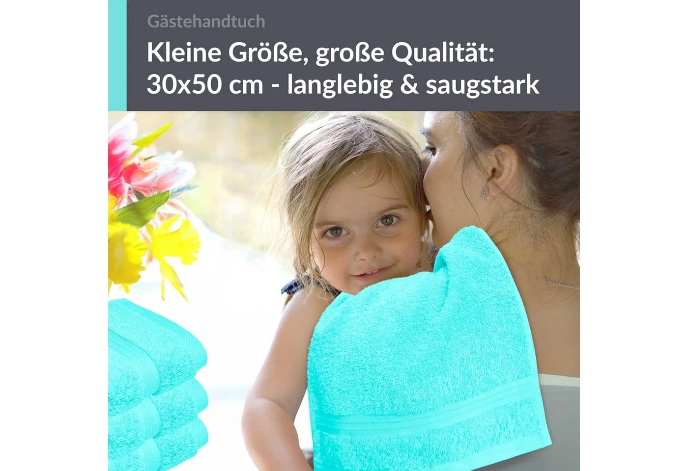 Lashuma Gästehandtücher 4-teilig Türkis Frottee 30x50 cm - Bild 4