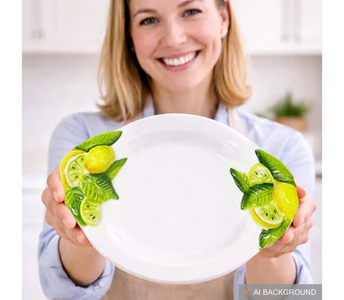 Lashuma Frühstücksteller Zitrone Keramik Oval - Bild 3