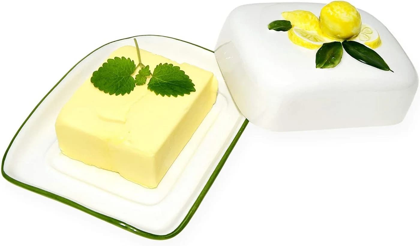 Lashuma Butterdose Zitrone Keramik Relief Dekor - Bild 5
