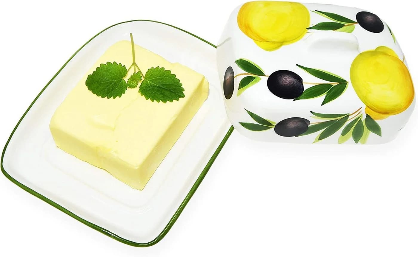 Lashuma Butterdose Zitrone Olive Keramik Handbemalt - Bild 5