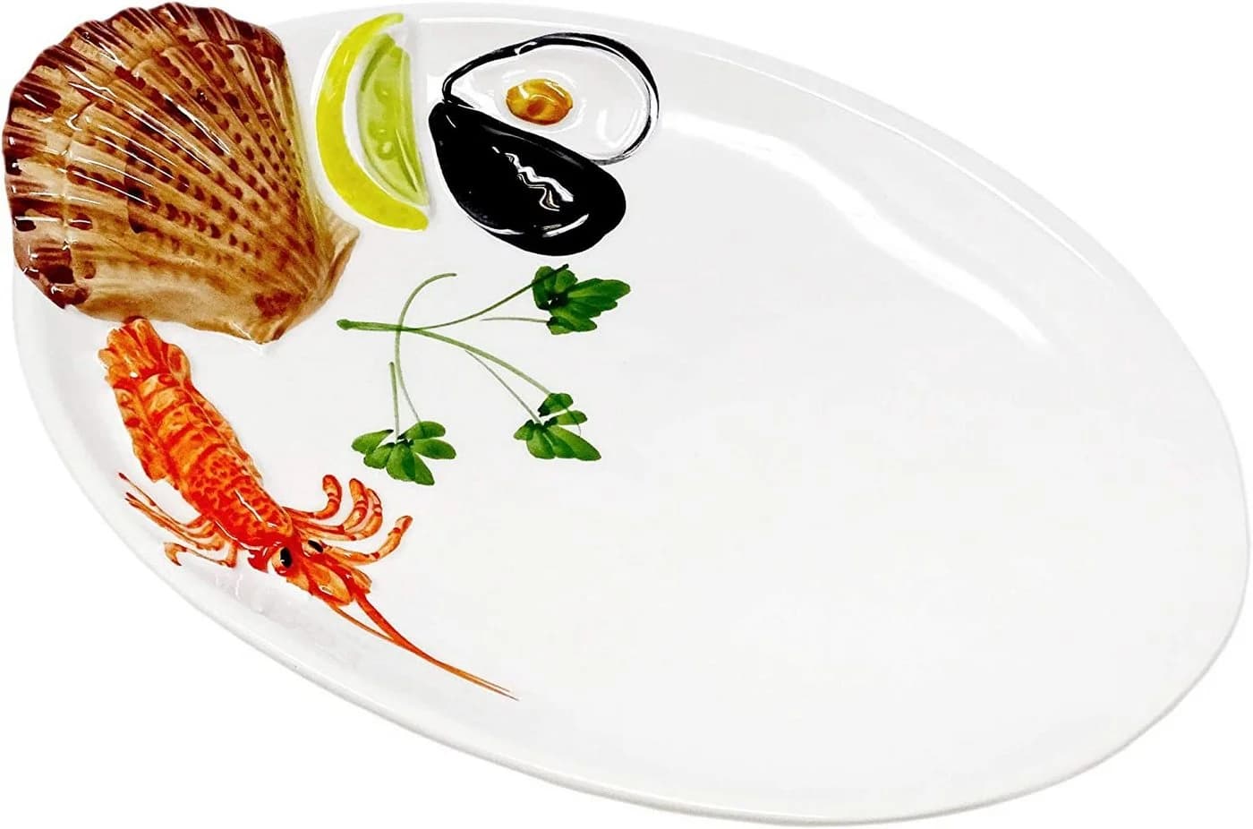 Lashuma Ovaler Servierteller Meeresfrüchte Keramik Weiß - Bild 2
