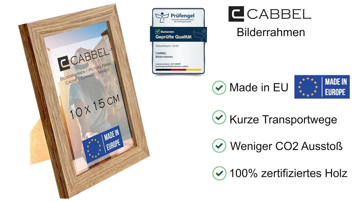 CABBEL Bilderrahmen 10x15 cm MDF Holzrahmen Braun Modern - Bild 3