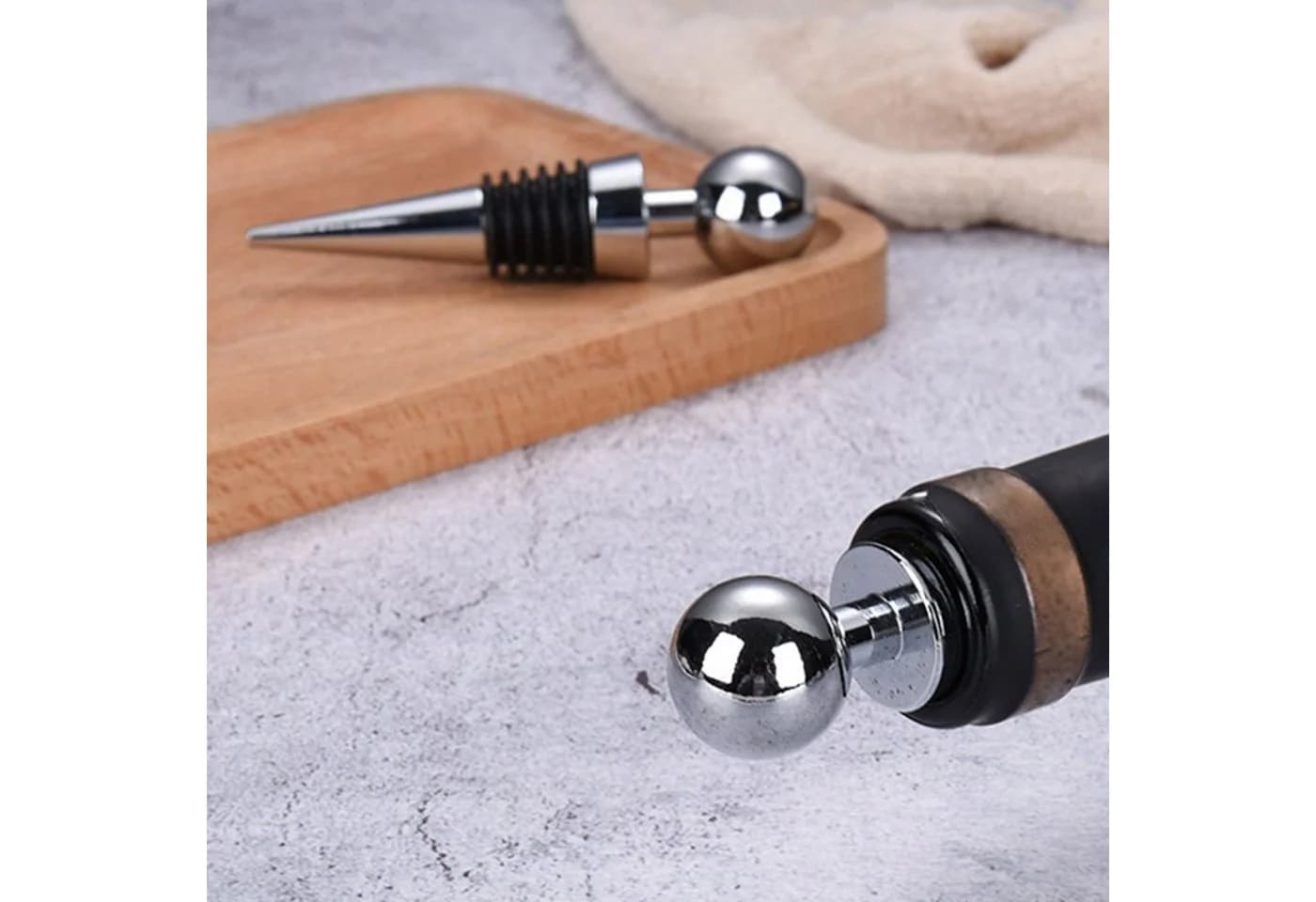 BAYLI Flaschenverschluss 5er Set Silber Edelstahl Wein Sekt - Bild 5
