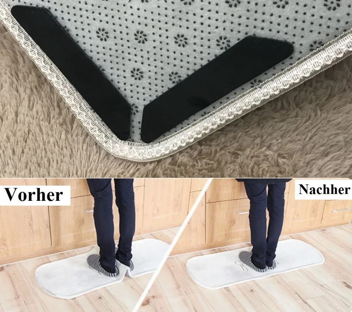 BAYLI Antirutsch Teppichunterlage 24-teiliges Set Schwarz - Bild 4