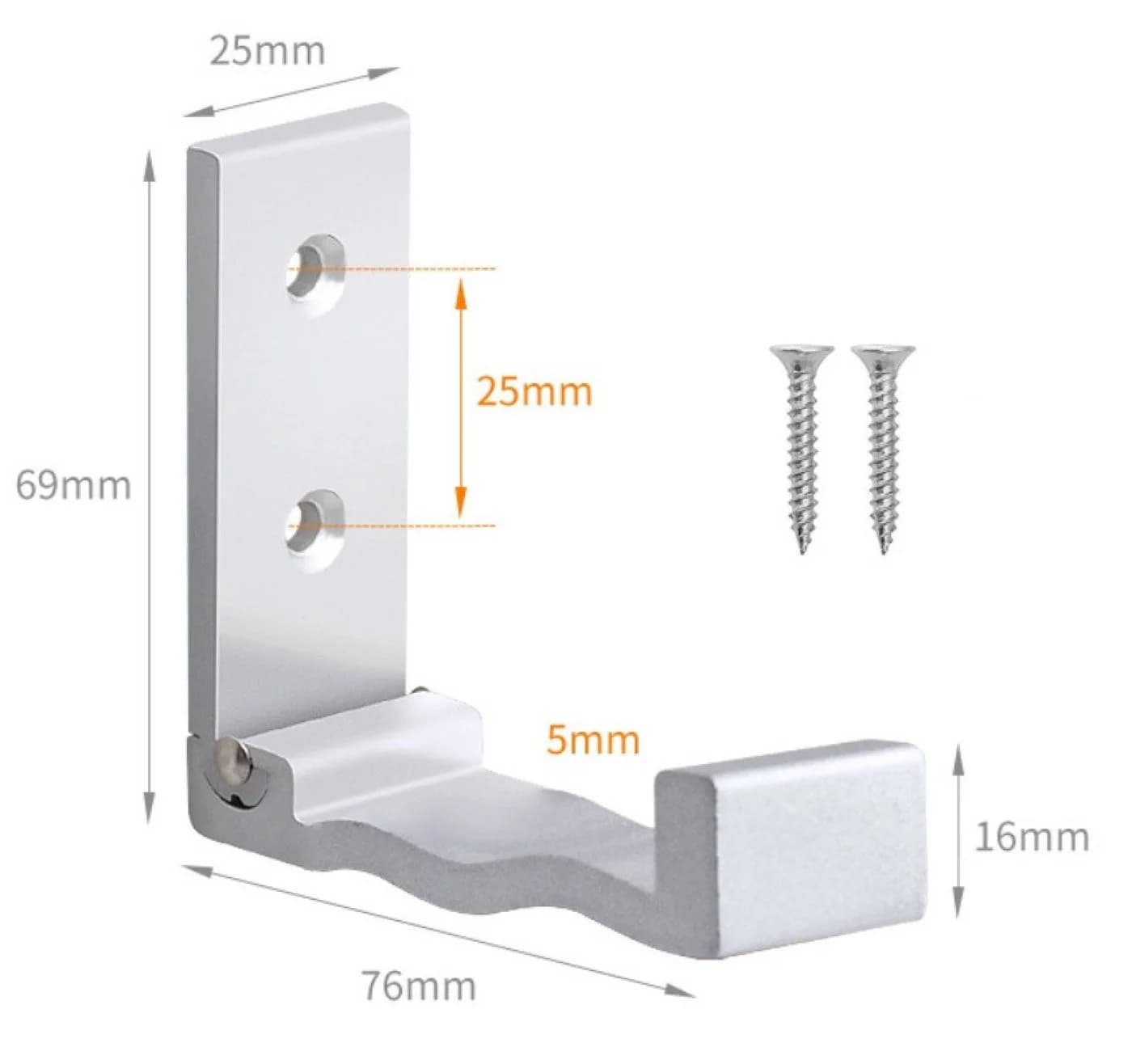 BAYLI 5er Set Faltbare Wandhaken Aluminium Silber Klapphaken