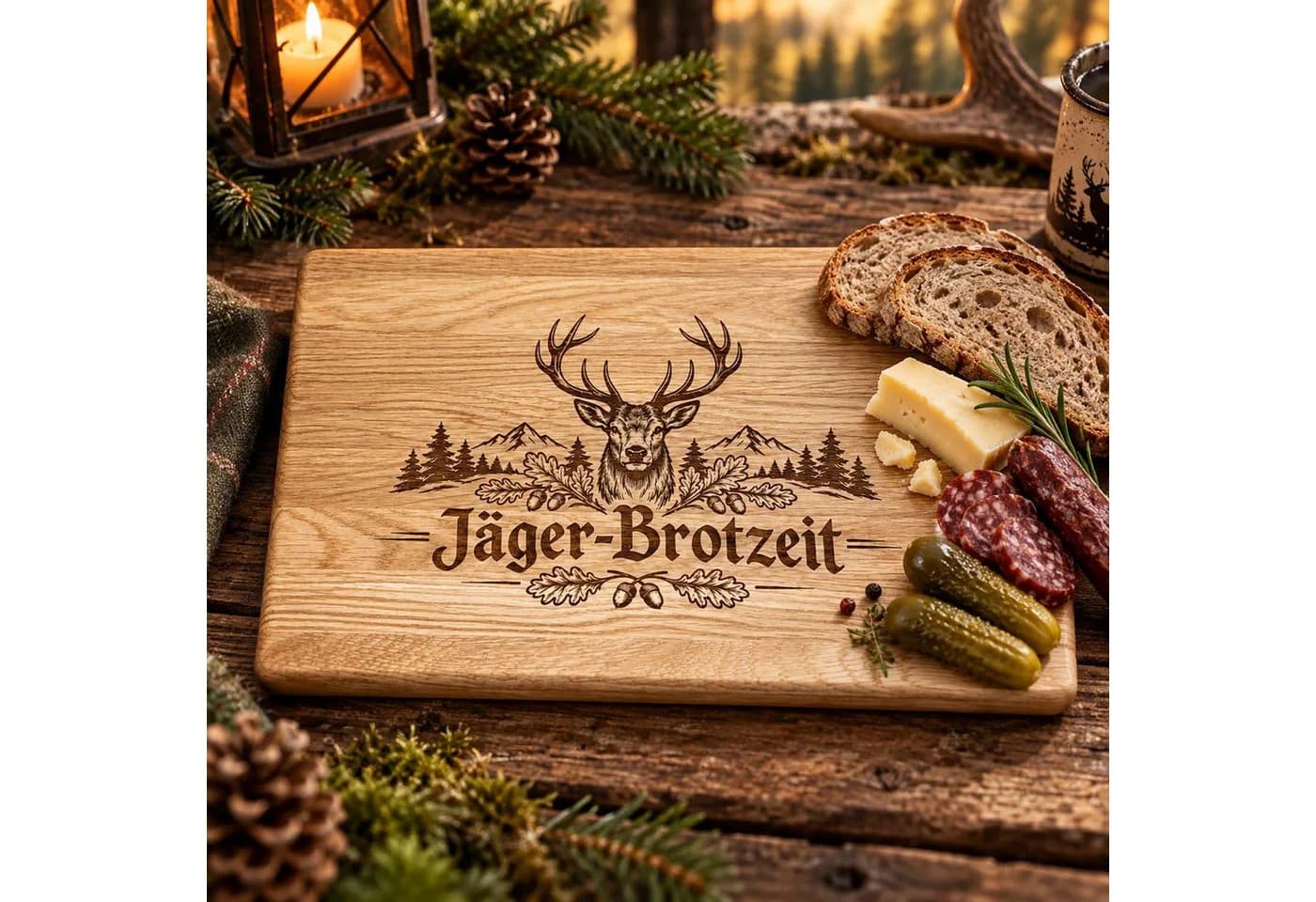 Camolo Vesperbrett Eiche mit Hirsch Gravur