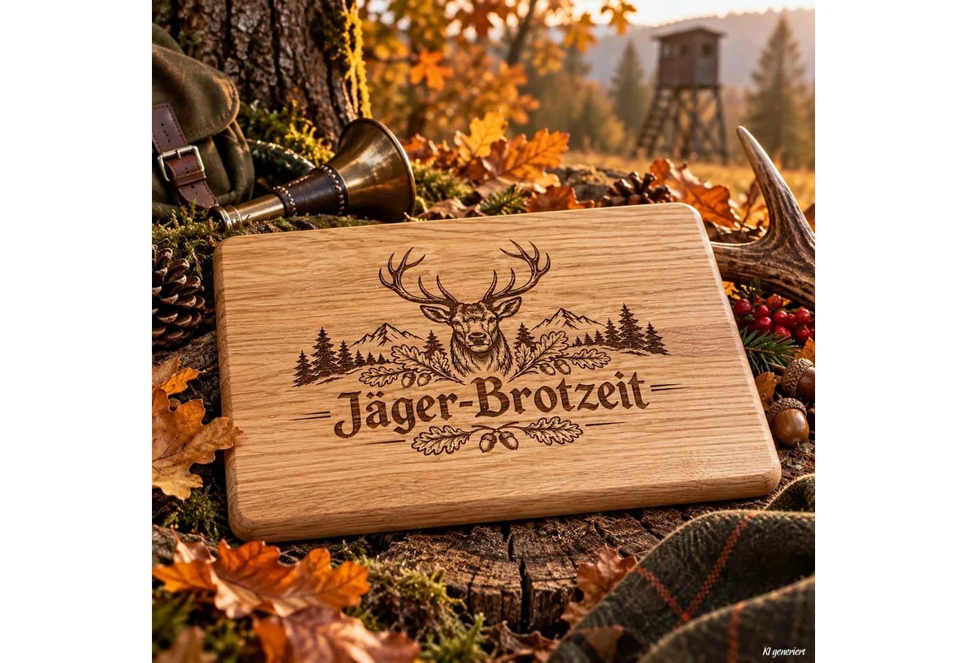 Camolo Vesperbrett Eiche mit Hirsch Gravur - Bild 3