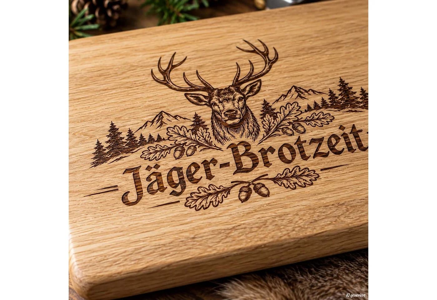Camolo Vesperbrett Eiche mit Hirsch Gravur - Bild 5