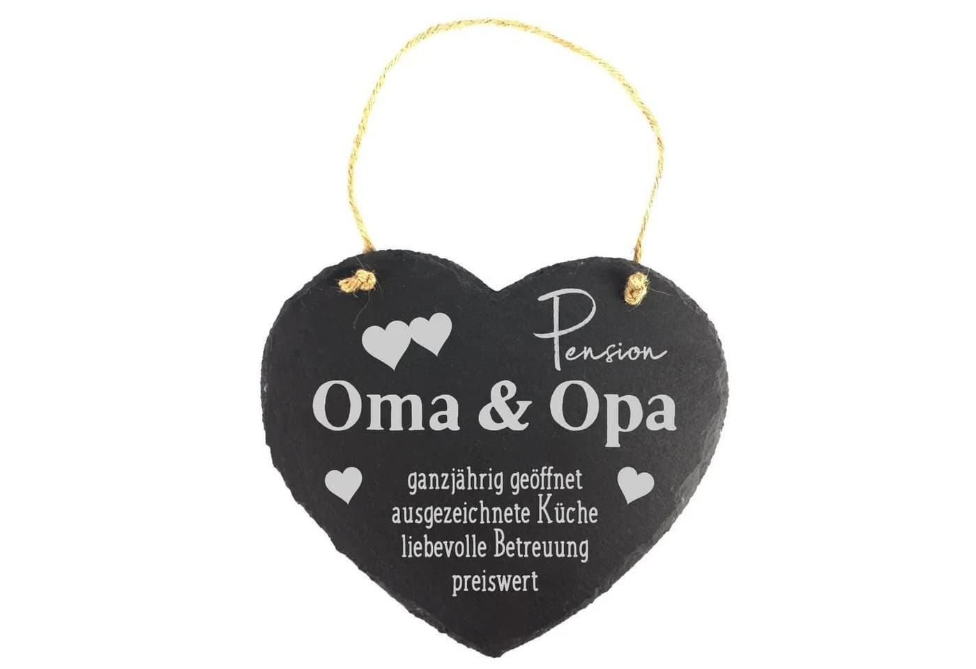 Camolo Wandtafel Schieferherz Pension Oma & Opa Mit Aufhängeseil