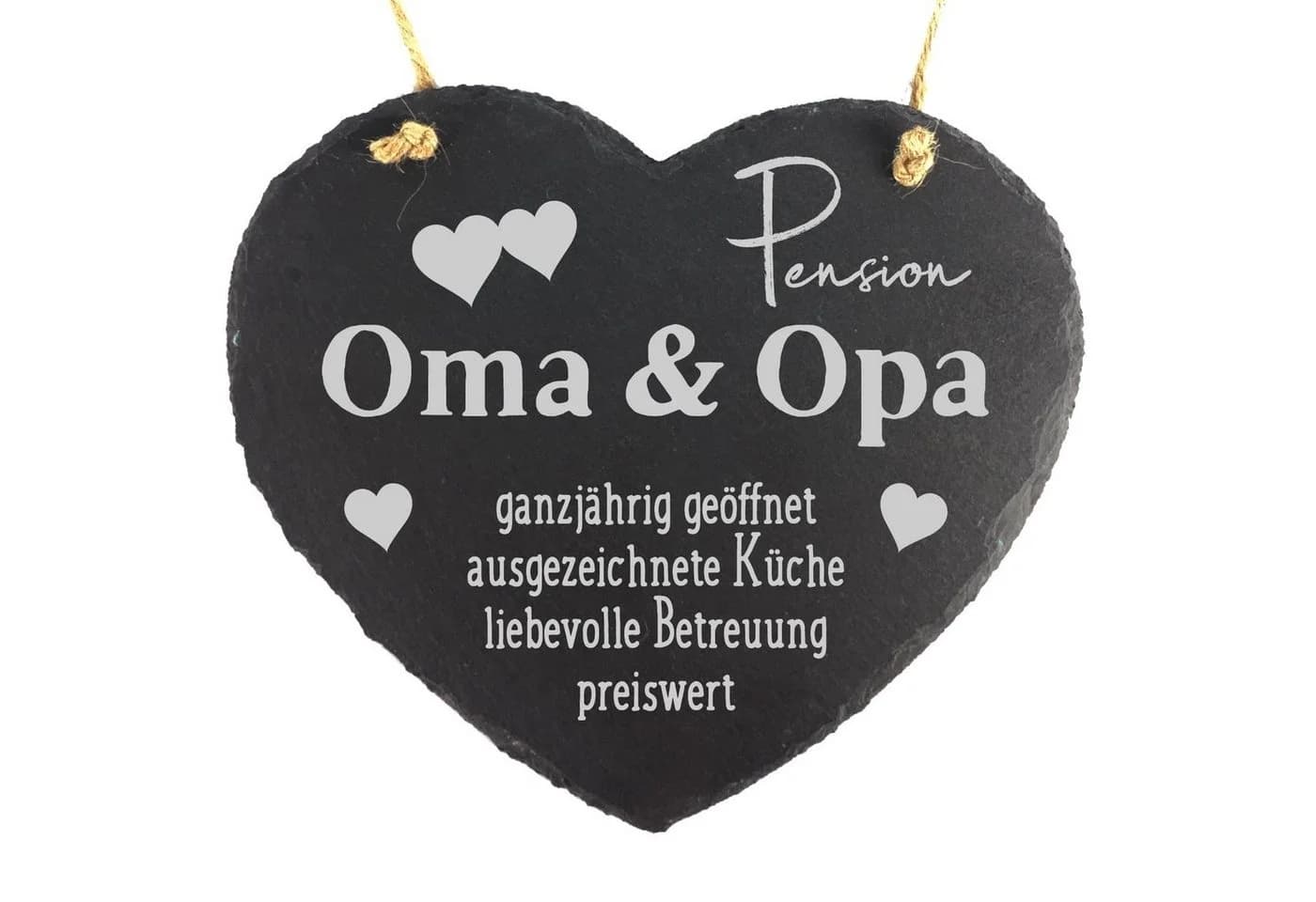 Camolo Wandtafel Schieferherz Pension Oma & Opa Mit Aufhängeseil - Bild 2