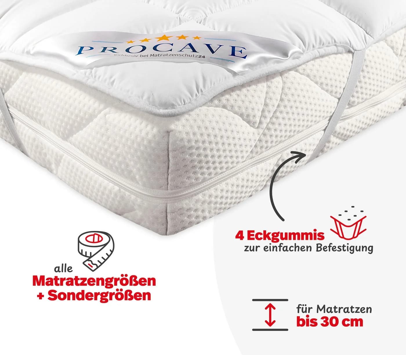 PROCAVE Matratzenschoner atmungsaktive Matratzenauflage 4 Eckgummis Microfaser Soft Topper - Bild 4