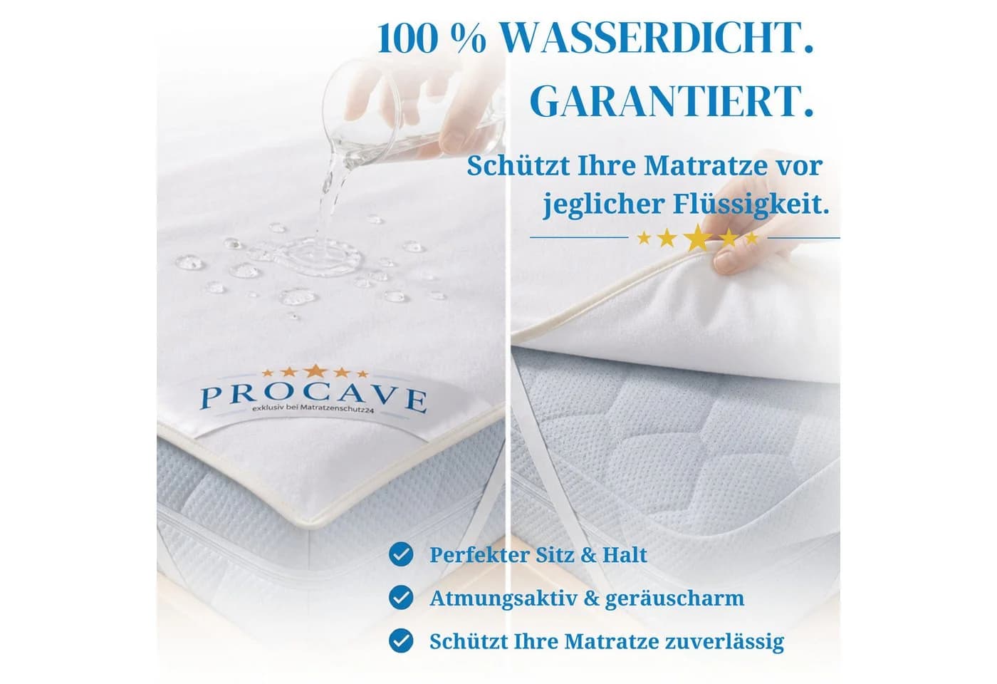 PROCAVE Matratzenauflage wasserdicht atmungsaktiver Matratzentopper 50x100 cm