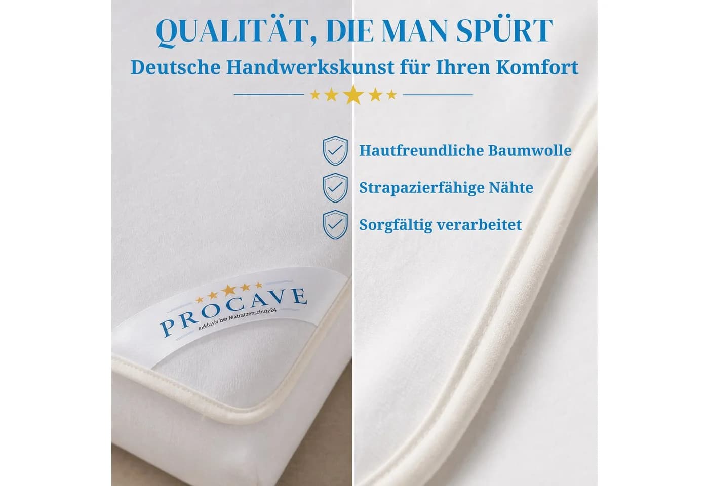 PROCAVE Matratzenauflage wasserdicht atmungsaktiver Matratzentopper 50x100 cm - Bild 5