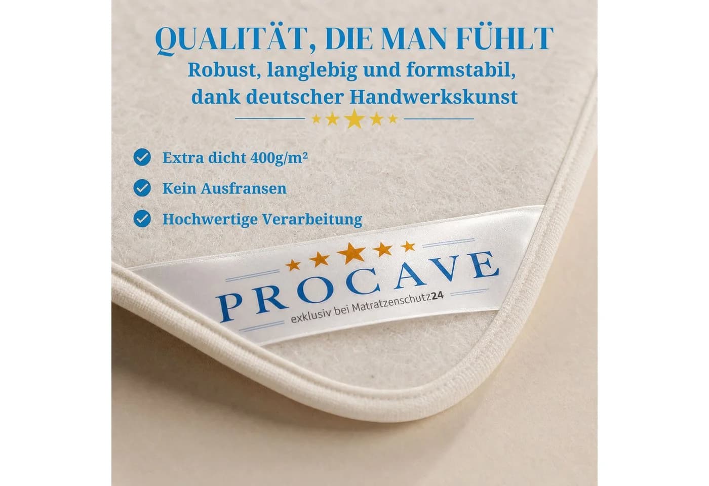 PROCAVE Matratzenschoner Filzschoner Lattenrost Matratzenschutz atmungsaktiv 90x200 cm - Bild 3