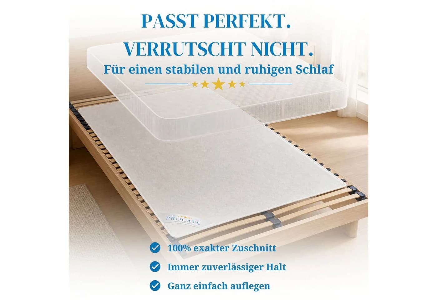 PROCAVE Matratzenschoner Filzschoner Lattenrost Matratzenschutz atmungsaktiv 90x200 cm - Bild 5