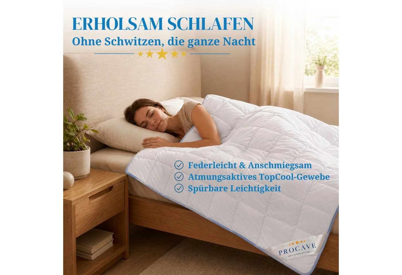 PROCAVE Sommerbettdecke TopCool Kinderbettdecke federleicht blau