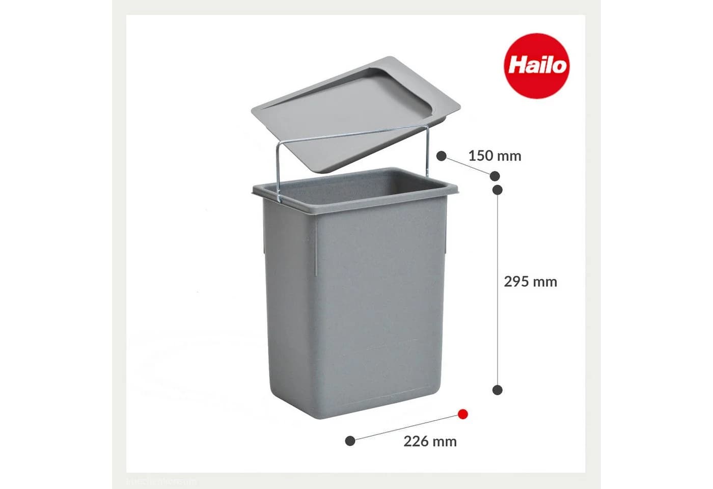 Hailo Einbaumülleimer Inneneimer 1094089 mit Deckel 8,5 L Grau - Bild 3