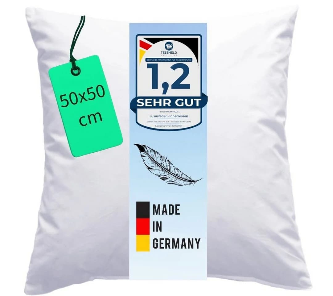 Luxusfeder Kissenfüllung Federkissen 50x50 cm 100% Federn Sofakissen - Bild 2
