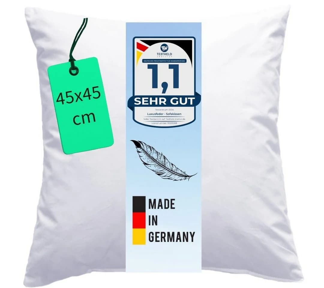 Luxusfeder Daunenkissen 45x45 cm Daunenfüllung Sofakissen Füllkissen - Bild 2
