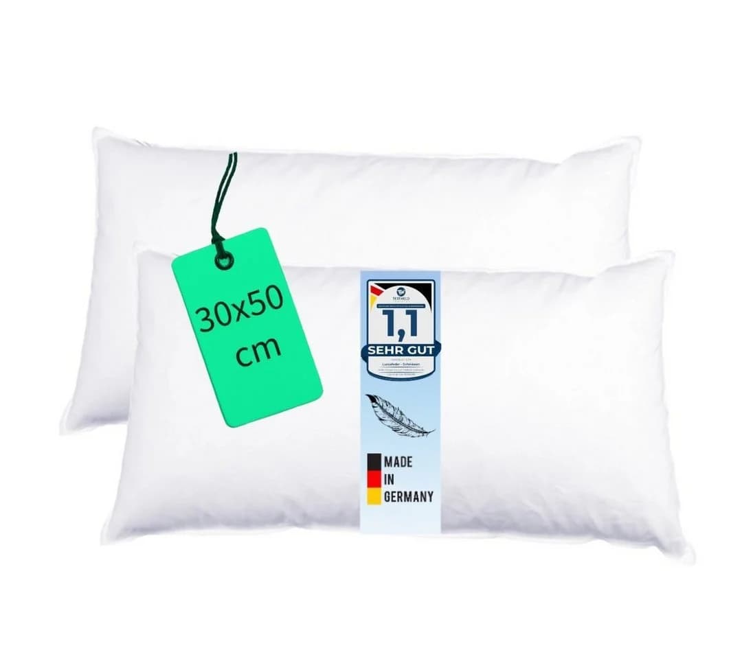 Luxusfeder Kissenfüllung 2er Set Daunenkissen 30x50 cm Daunenfüllung Sofakissen Füllkissen - Bild 2