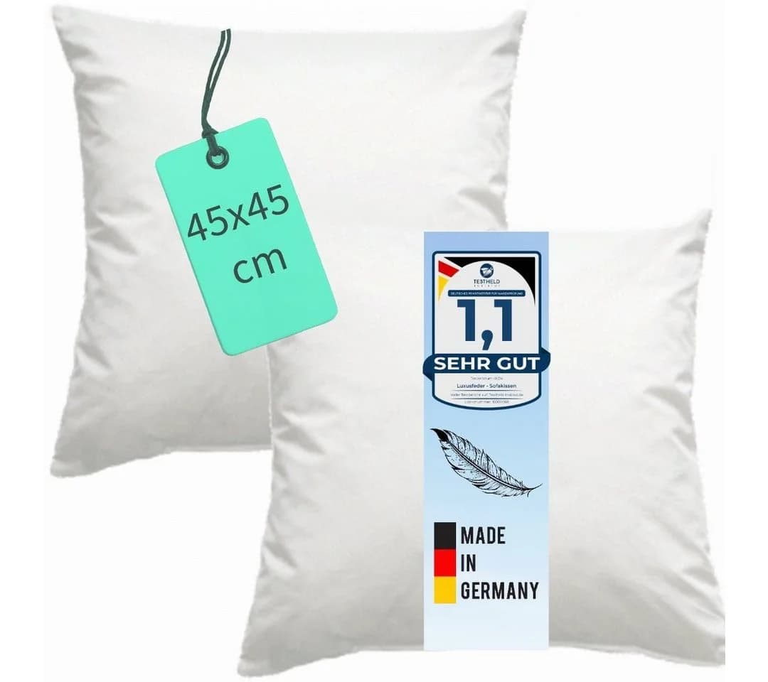 Luxusfeder Daunenkissen 45x45 cm Daunenfüllung Sofakissen - Bild 2