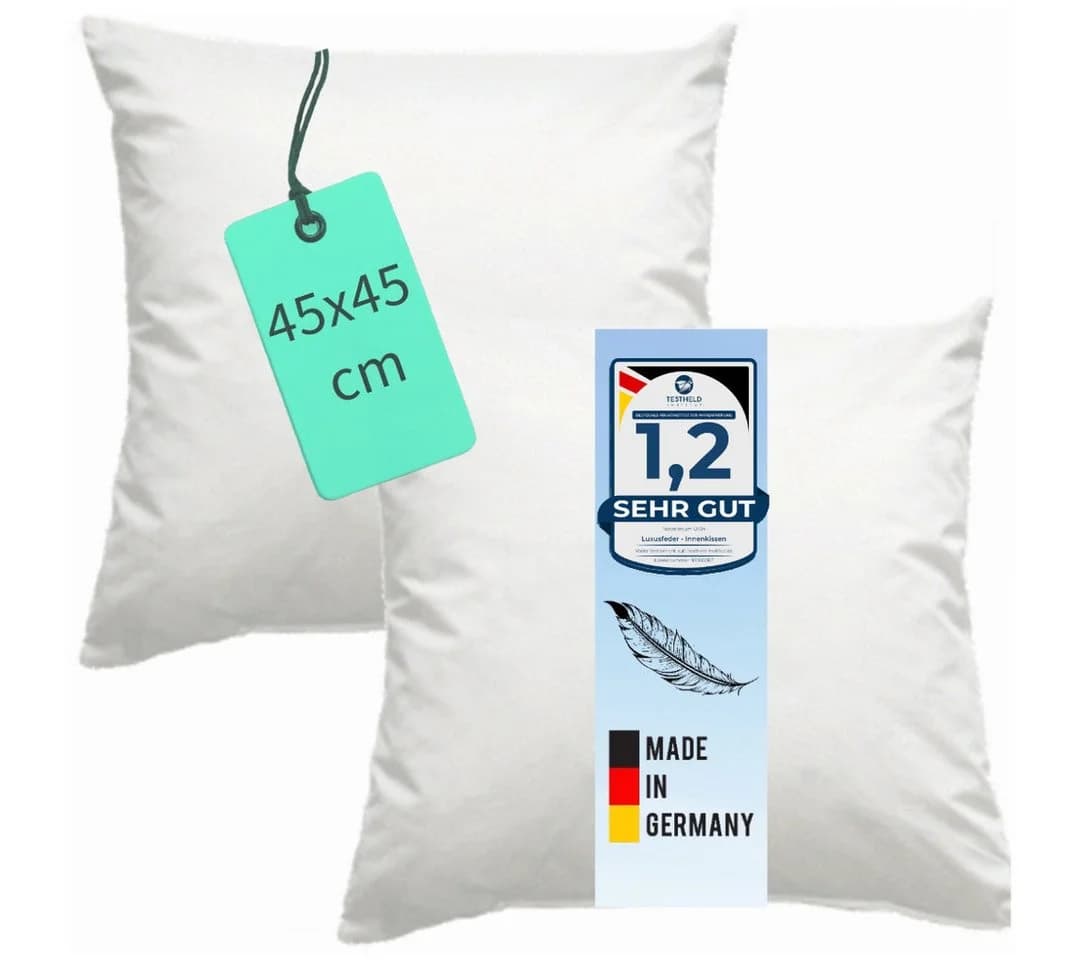 Luxusfeder Kissenfüllung 2er Set Federkissen 45x45 cm 100% Federn Sofakissen Füllkissen - Bild 2