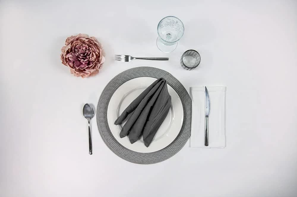 Mon Bijou Stoffservietten Bio Baumwolle Dunkelgrau 45x45cm - Bild 4