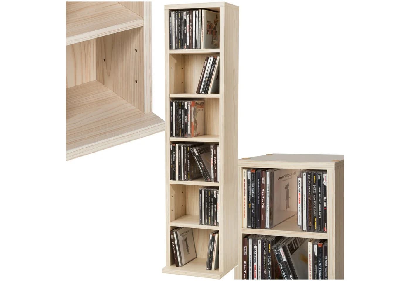 tectake CD-Regal Standregal in Holzoptik mit höhenverstellbaren Fächern - Bild 2