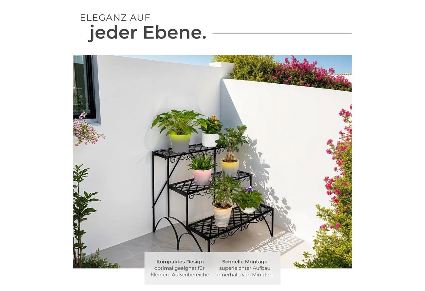 tectake Pflanztisch Blumentreppe 3 Stufen Metall Indoor Outdoor - Bild 3