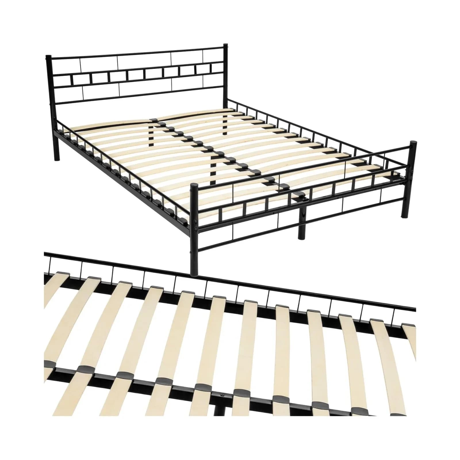 tectake Metallbett Robustes Stahlgestell Bodenschonende Kappen