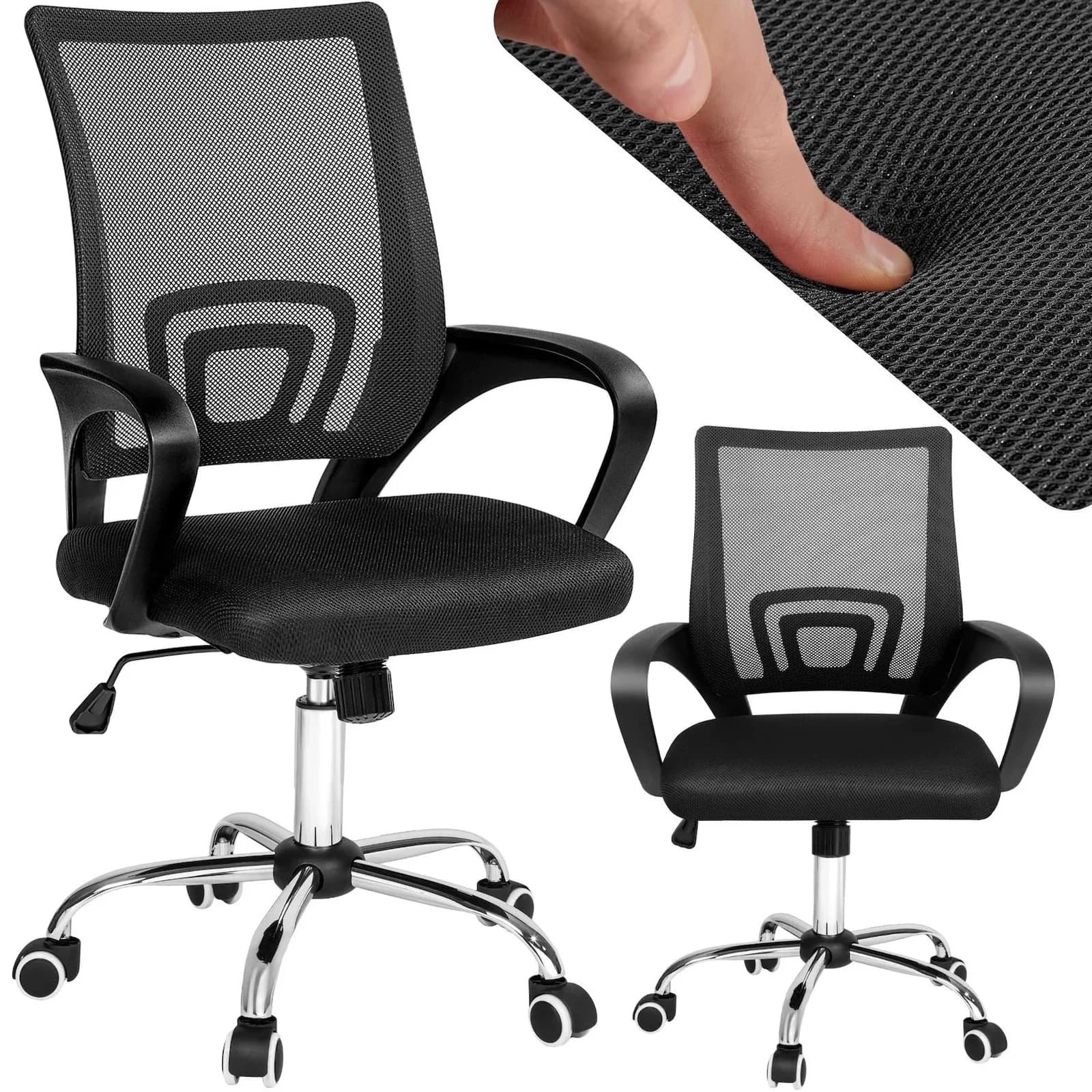 TecTake Bürostuhl ergonomisch mit Lordosenstütze und Netzstoffbezug