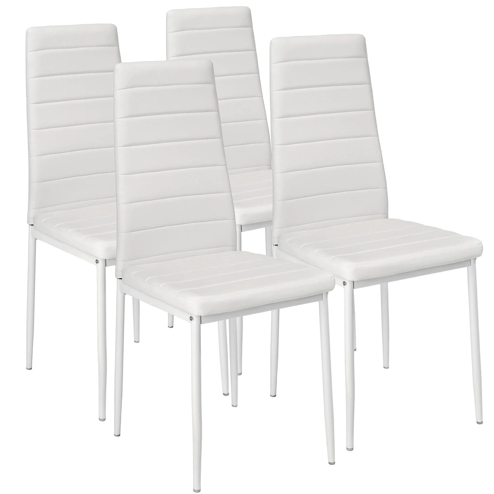 tectake Esszimmerstuhl Set 4 St. Weiß Kunstleder Modern