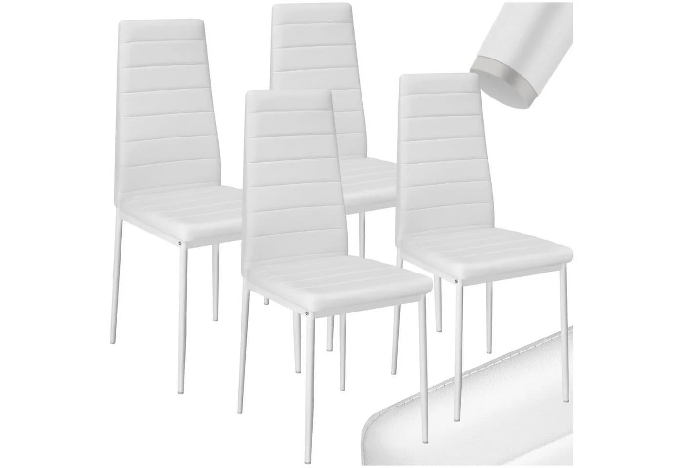 tectake Esszimmerstuhl Set 4 St. Weiß Kunstleder Modern - Bild 3