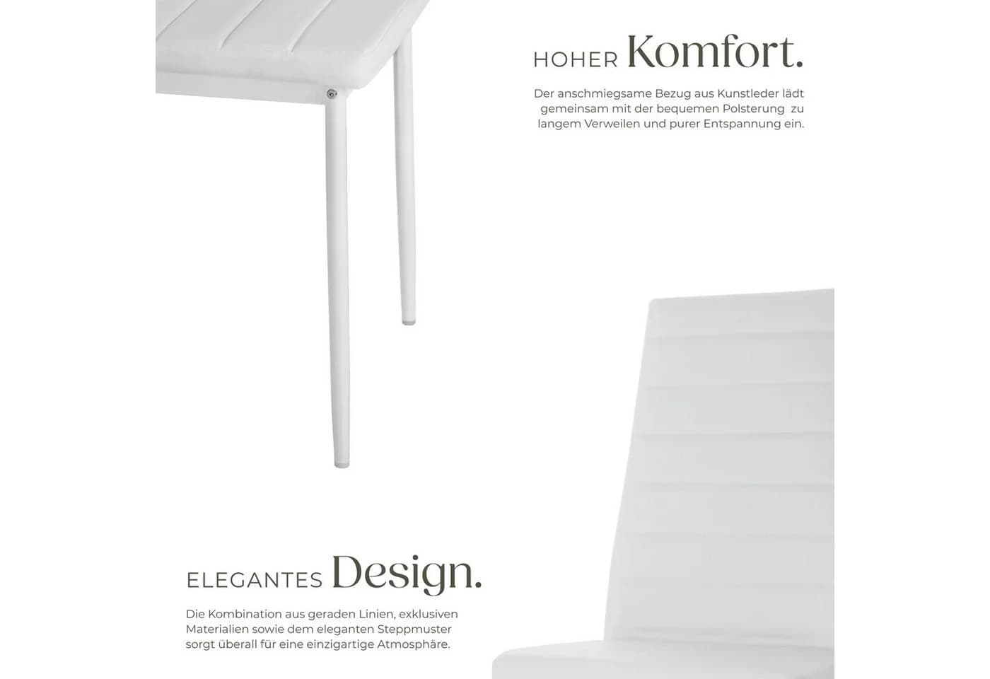 tectake Esszimmerstuhl Set 4 St. Weiß Kunstleder Modern - Bild 4