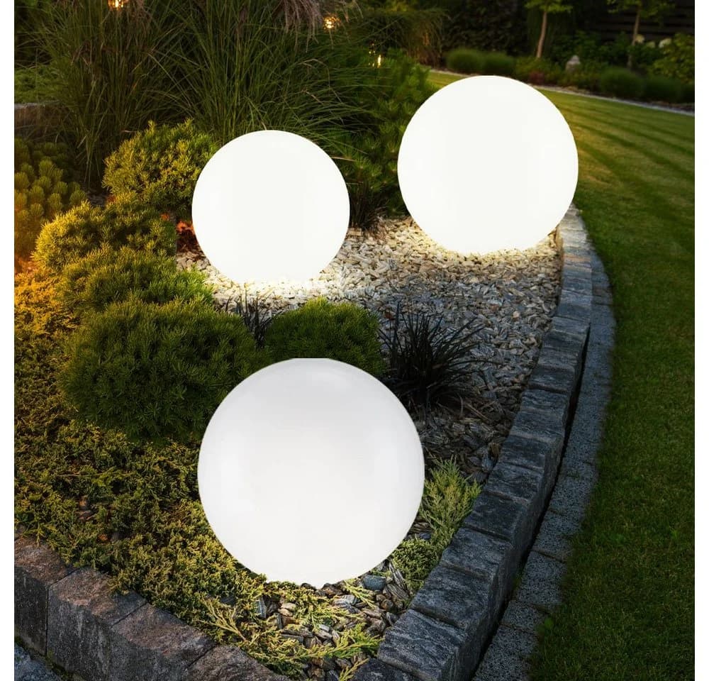 ETC-SHOP 3er Set LED Solar Kugelleuchten Garten Weiß Silber - Bild 2