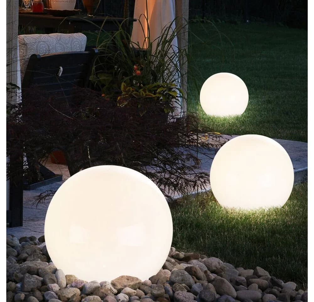 ETC-SHOP 3er Set LED Solar Kugelleuchten Garten Weiß Silber - Bild 3
