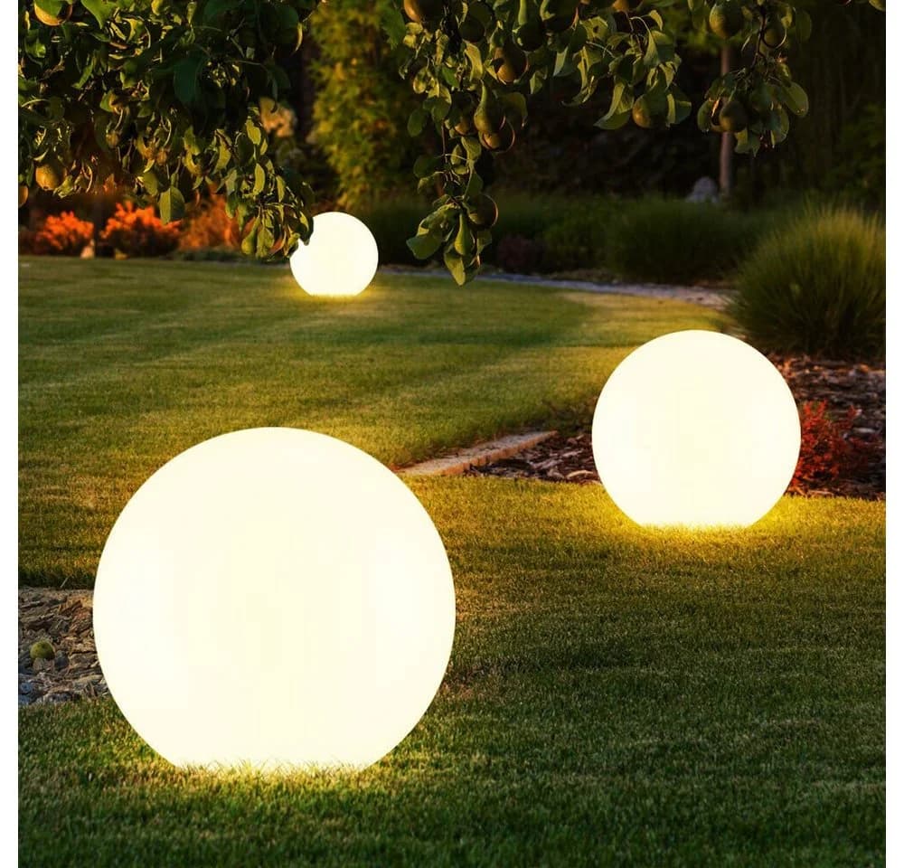 ETC-SHOP 3er Set LED Solar Kugelleuchten Garten Weiß Silber - Bild 5