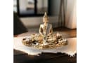 INtrenDU Teelichthalter mit Tablett Buddha Figur Dekoteller mit Teelichthaltern und Dekosteinen Bild 4