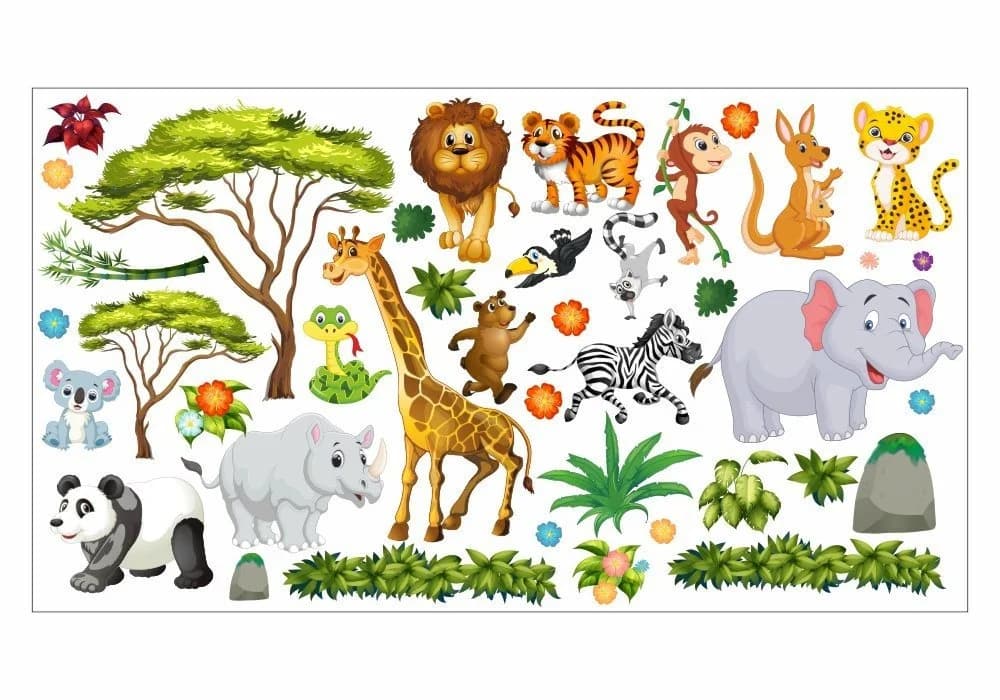 nikima Wandtattoo Dschungel Tiere PVC-Folie Bunt - Bild 2