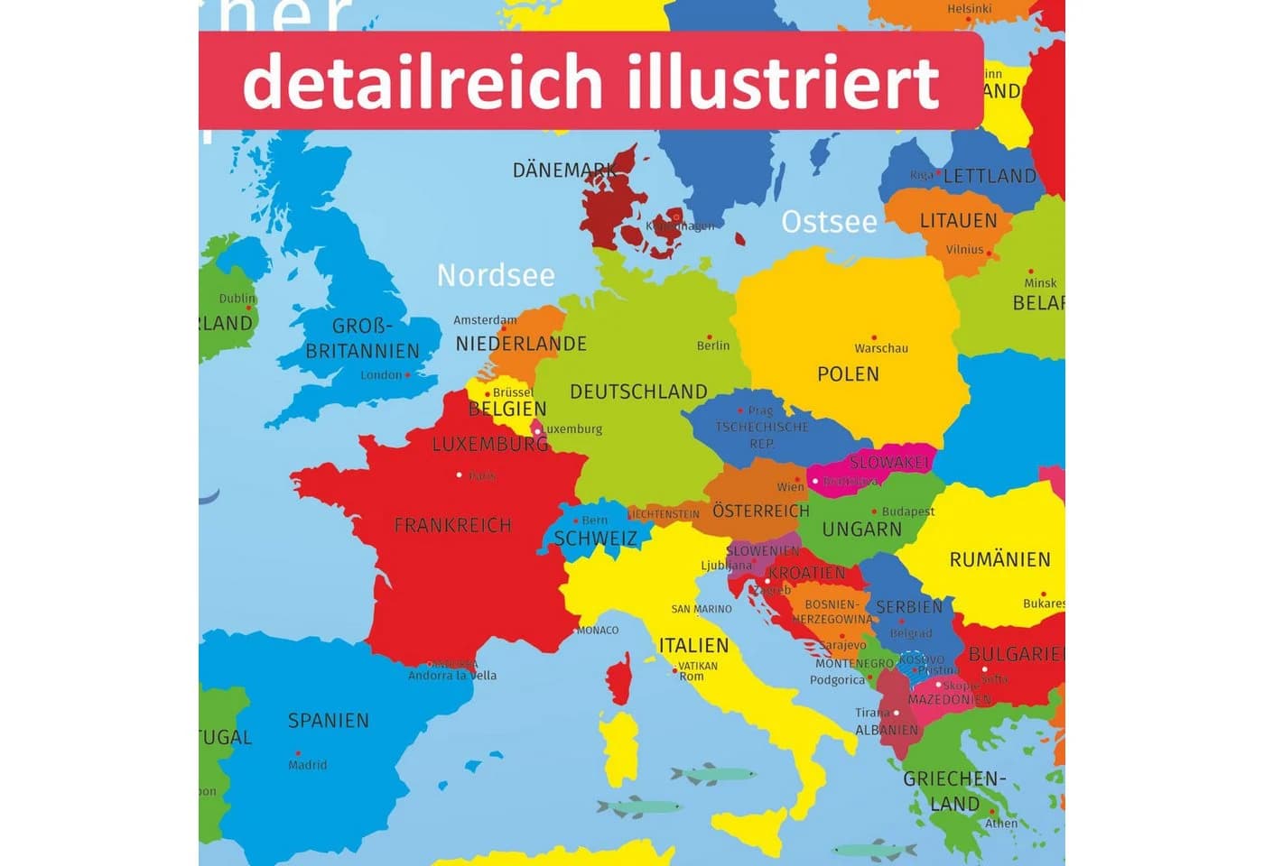 nikima Poster Kinder Lernposter Europa DIN A3 Bunt - Bild 4