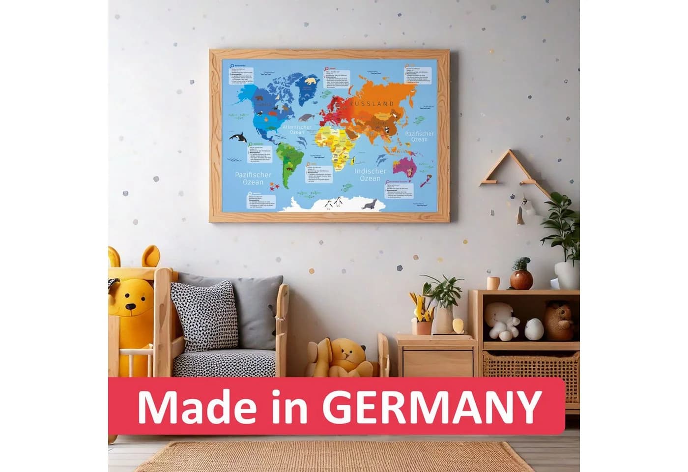 nikima Poster Kinder Lernposter Weltkarte A3 Bunt - Bild 3