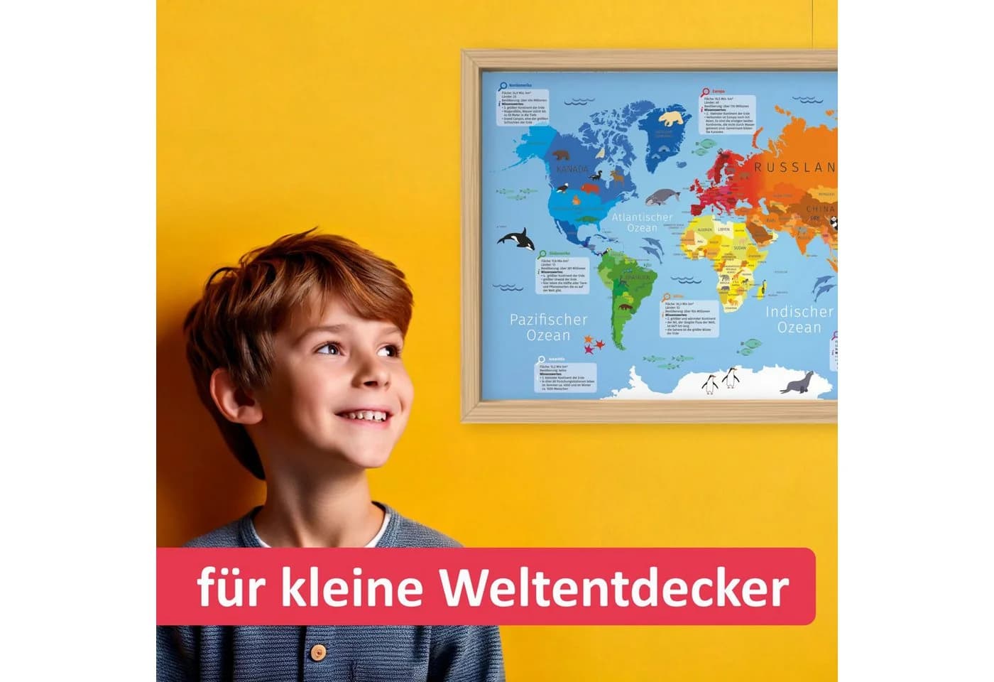 nikima Poster Kinder Lernposter Weltkarte A3 Bunt - Bild 4