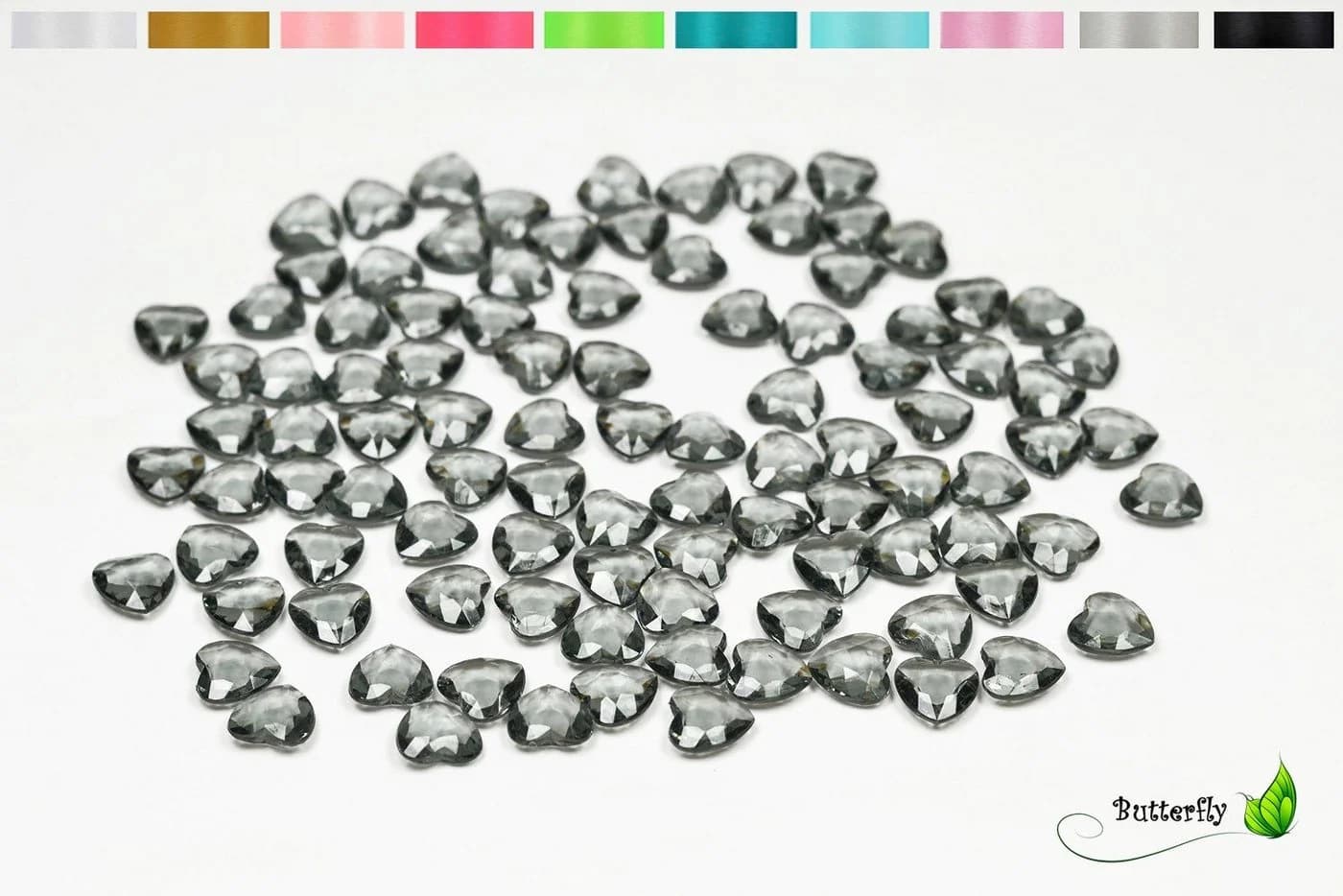 Creativery Streudeko 100 Dekosteine Herzen Grau Transparent - Bild 2