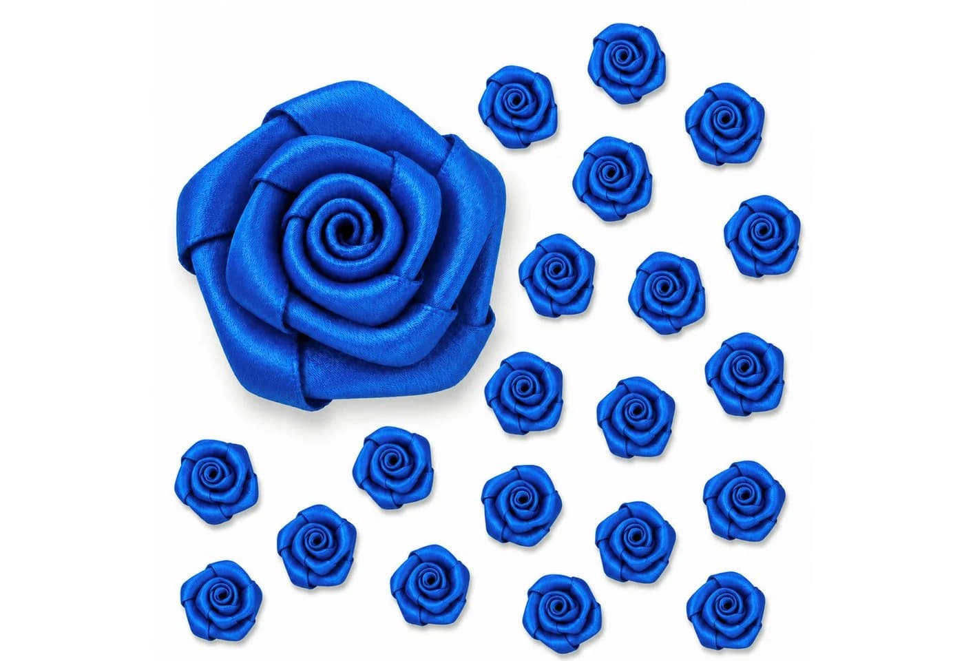 Creativery Satinrosen 2cm Blau 20 Stück zum Basteln & Aufnähen - Bild 2