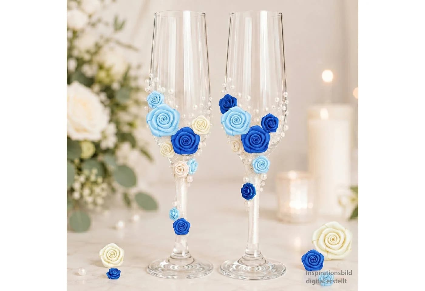 Creativery Satinrosen 2cm Blau 20 Stück zum Basteln & Aufnähen - Bild 5