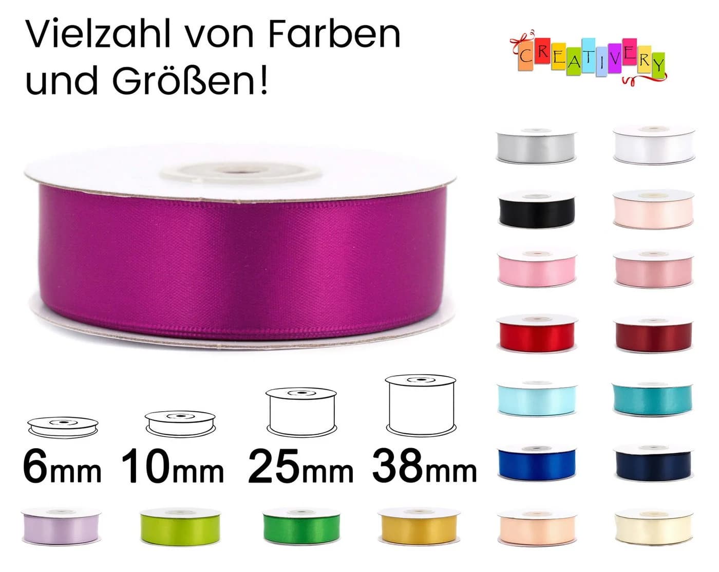 Creativery Satinband 6mm x 20m Rolle Rot - Bild 3