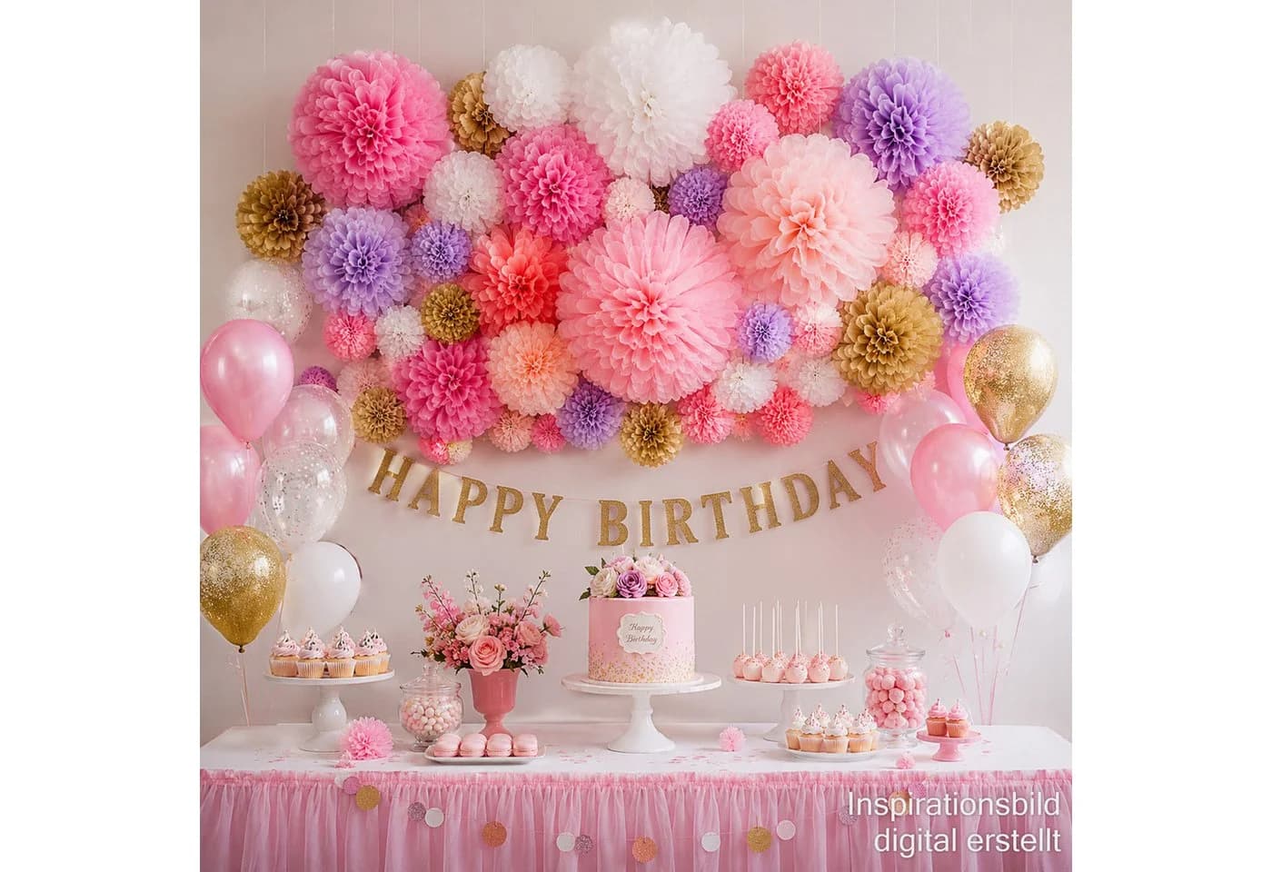 Creativery Papier Pompon Rosa 25cm Partydekoration - Bild 5
