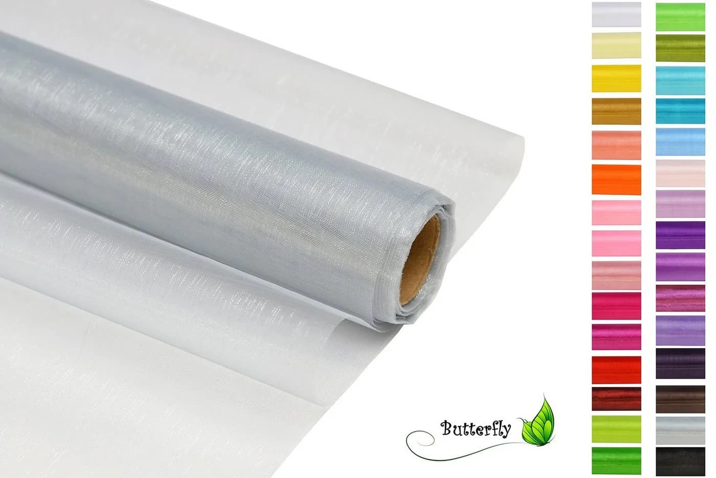 Creativery Organza Stoff 9m Rolle 16cm Silber